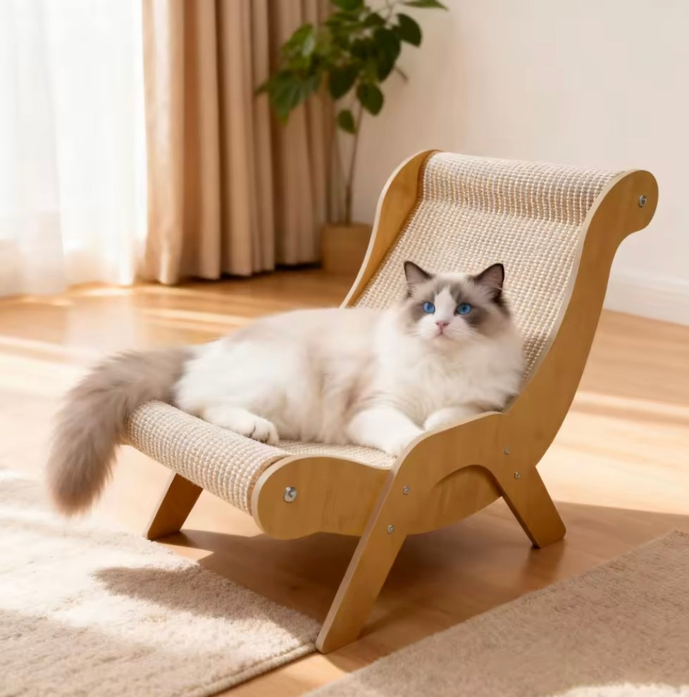 Fauteuil à gratter en bois de sisal pour chat