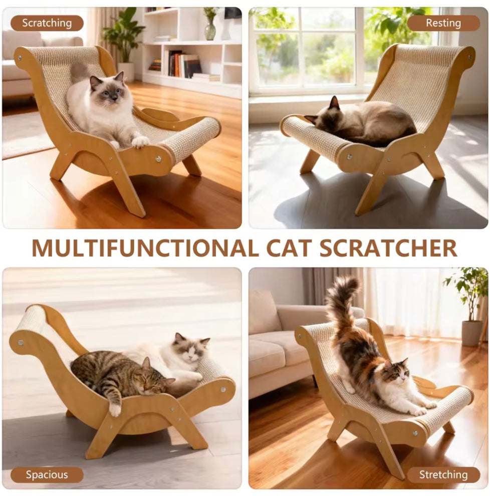 Fauteuil à gratter en bois de sisal pour chat