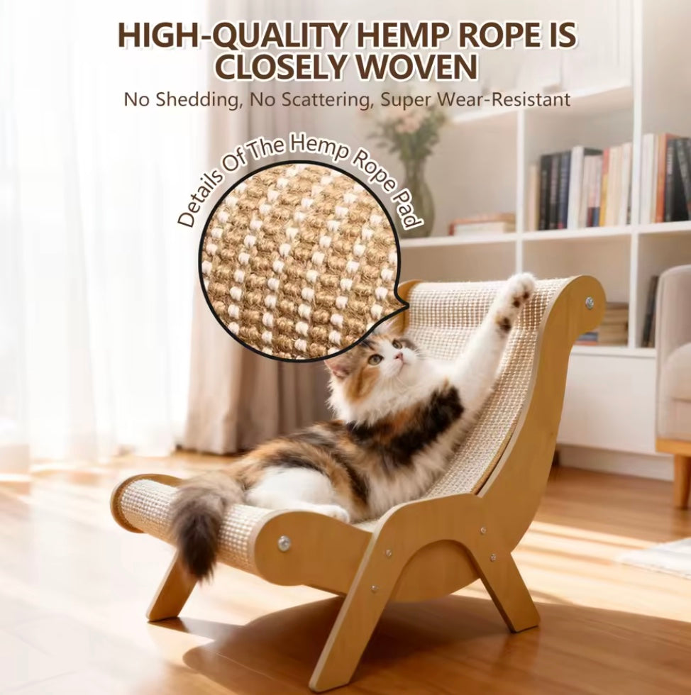 Fauteuil à gratter en bois de sisal pour chat